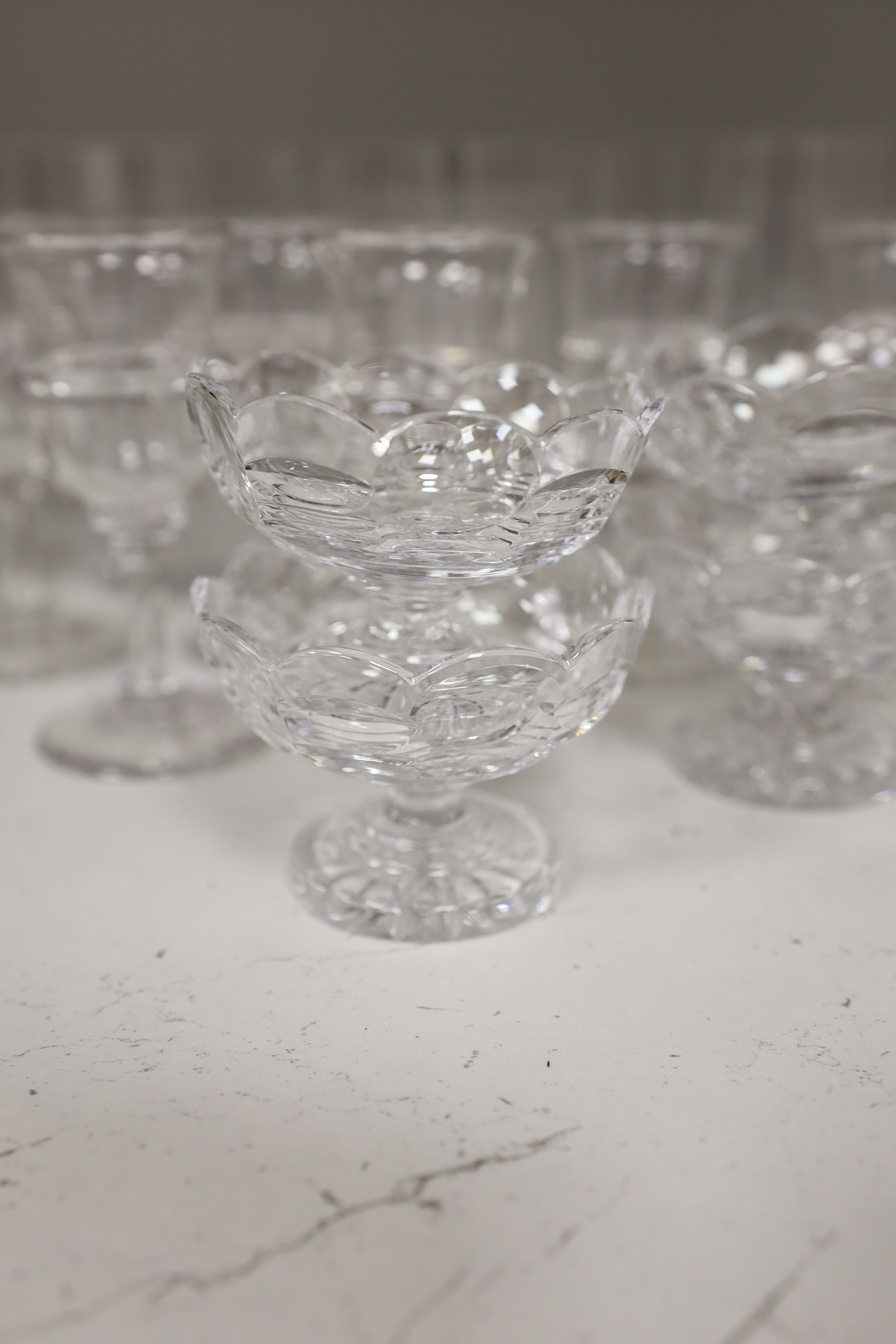 A set of six Val St. Lambert glass tumblers together with other drinking glassware (qty)